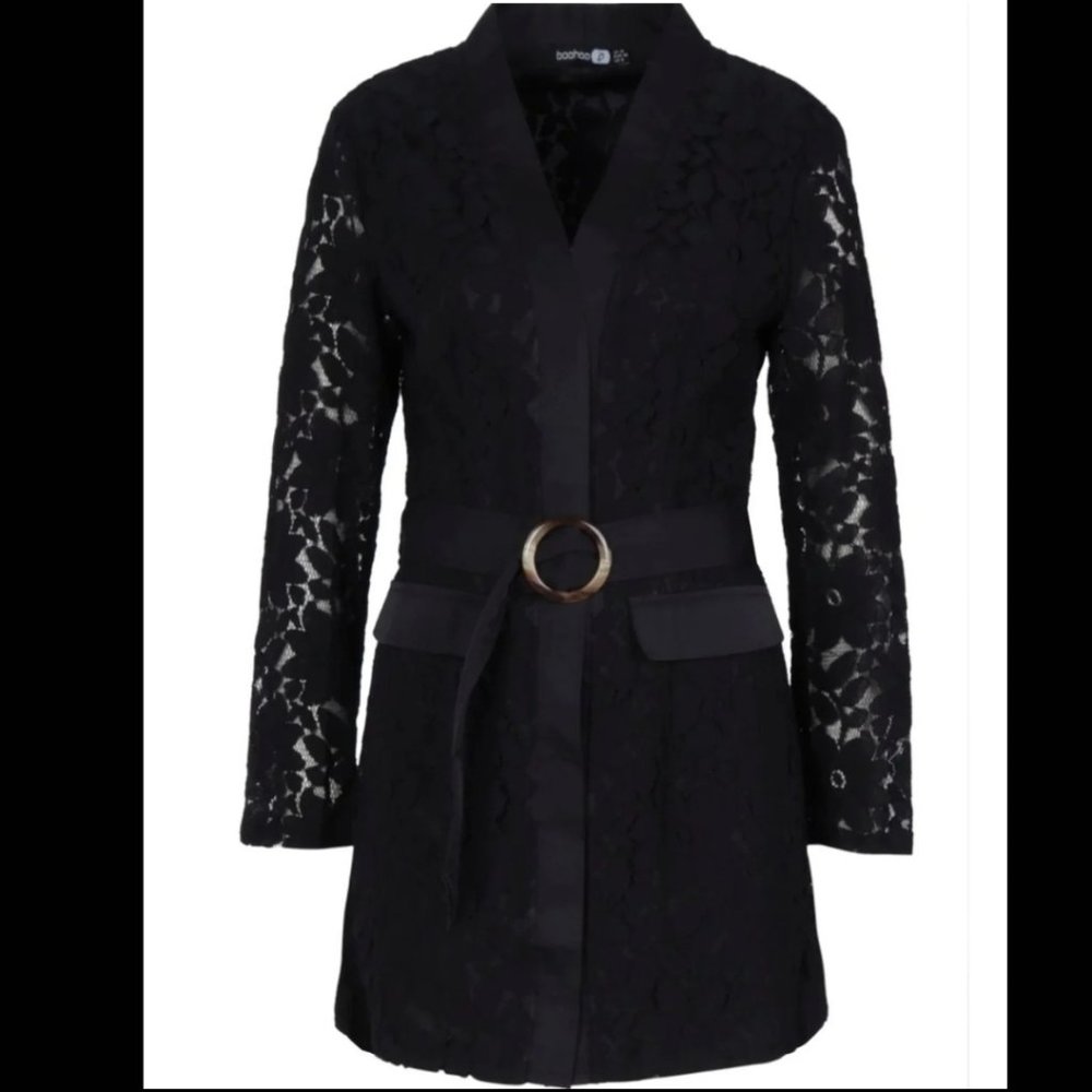 Black floral blazer dress
